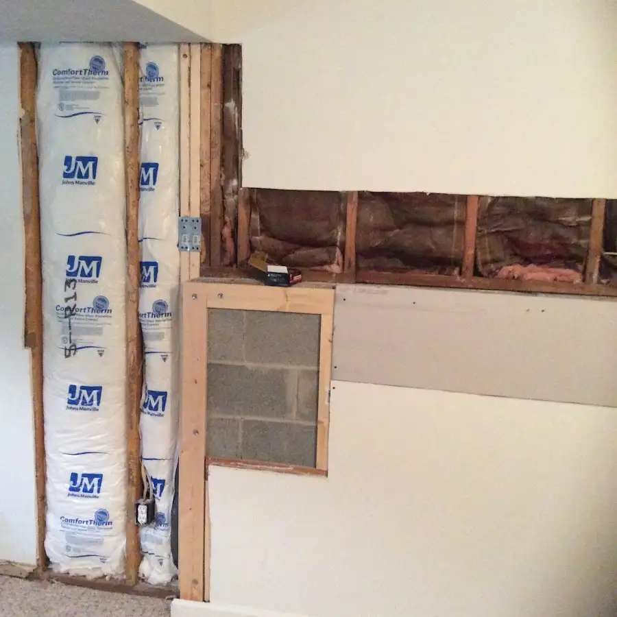 Wall insulation replacement during Basement Flood Cleanup in Dallas